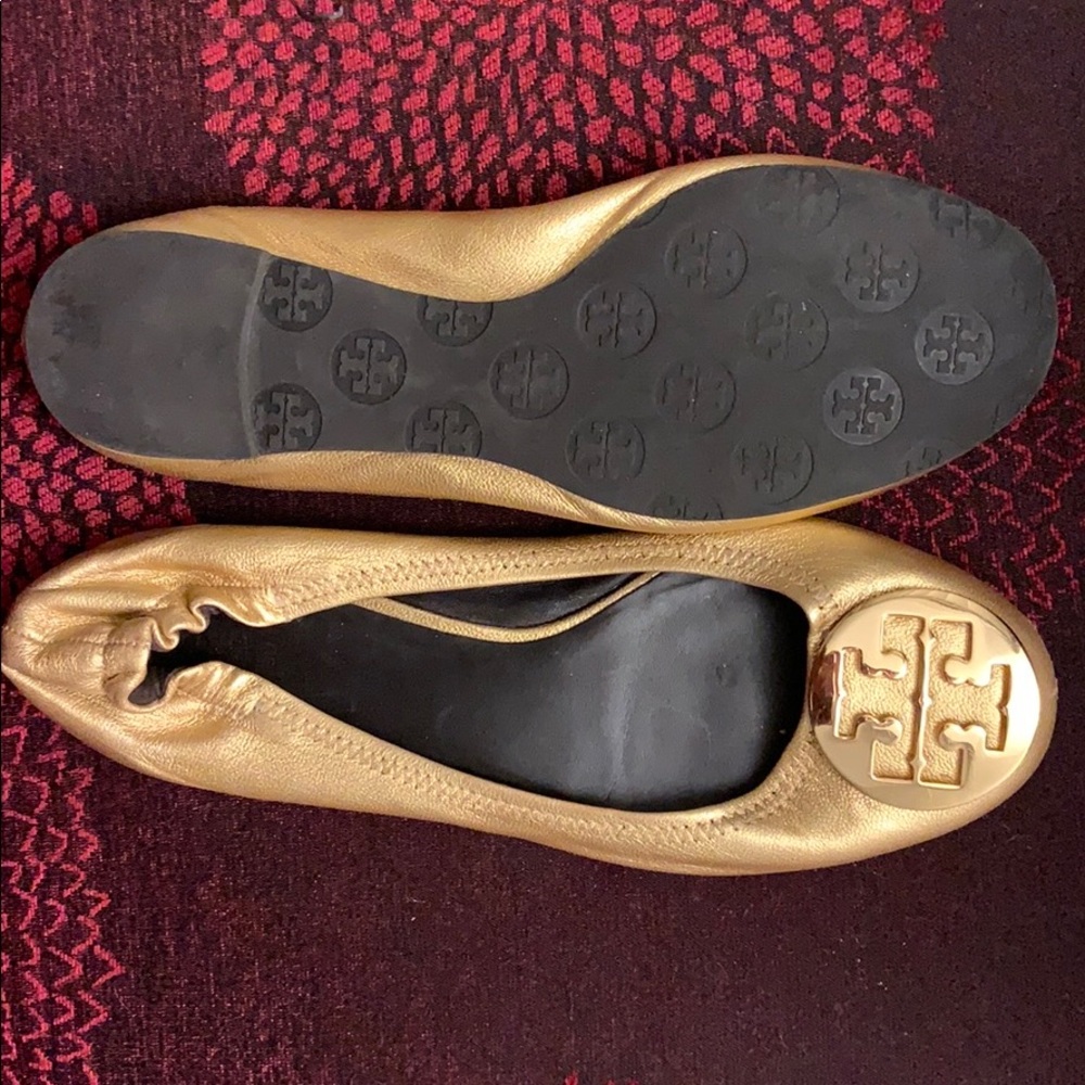 Metallic gold Tory Burch flats